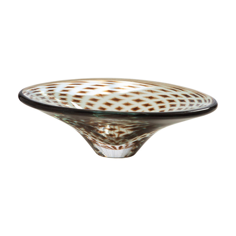 Global Views Glass Oval Contemporary Decorative Bowl in Clear/Brown